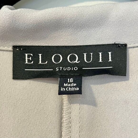 ELOQUII Gray Long Sleeve Belted Zipper-Front Jumpsuit size 16 Plus - Picture 5 of 6